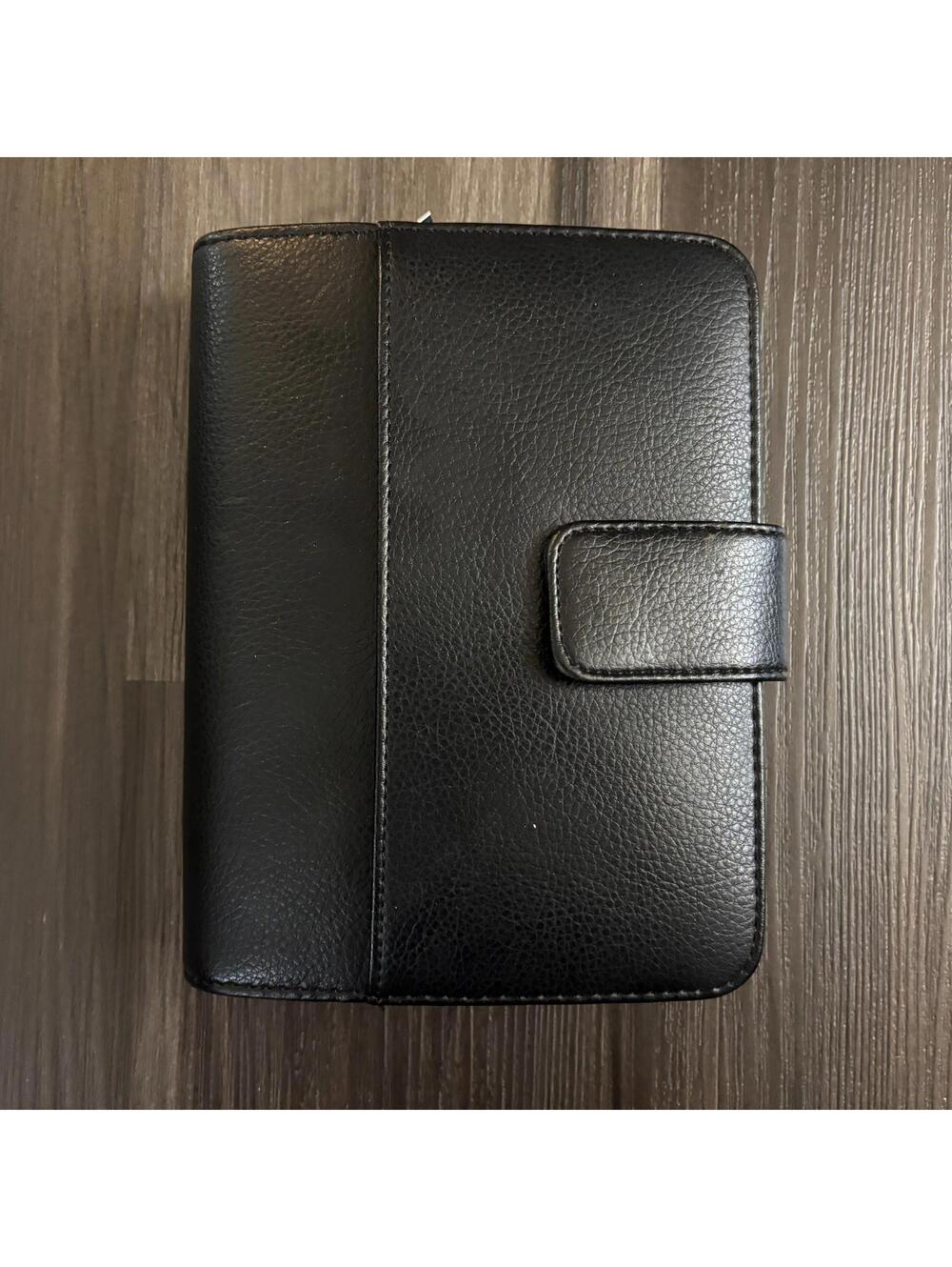 Vintage Mundi Planner Organizer Black Faux Leather 6 Ring Binder